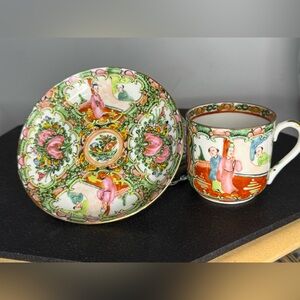 Vintage Chinoiserie Teacup and Saucer Set